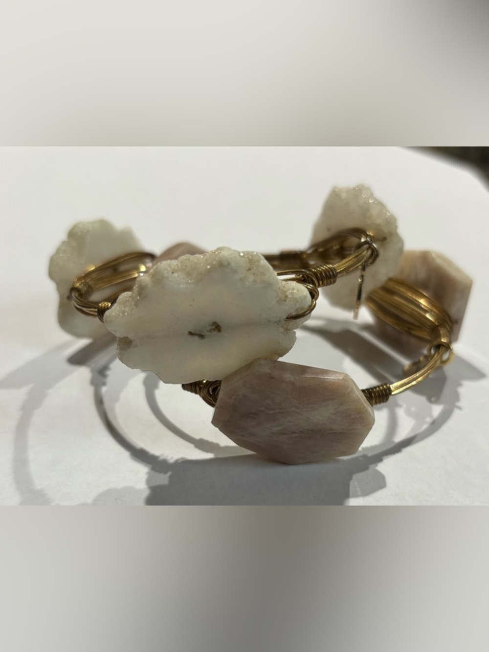 Bourbon and Bowties boho Gold
Statement Bangle bracelets with Stones set of 2